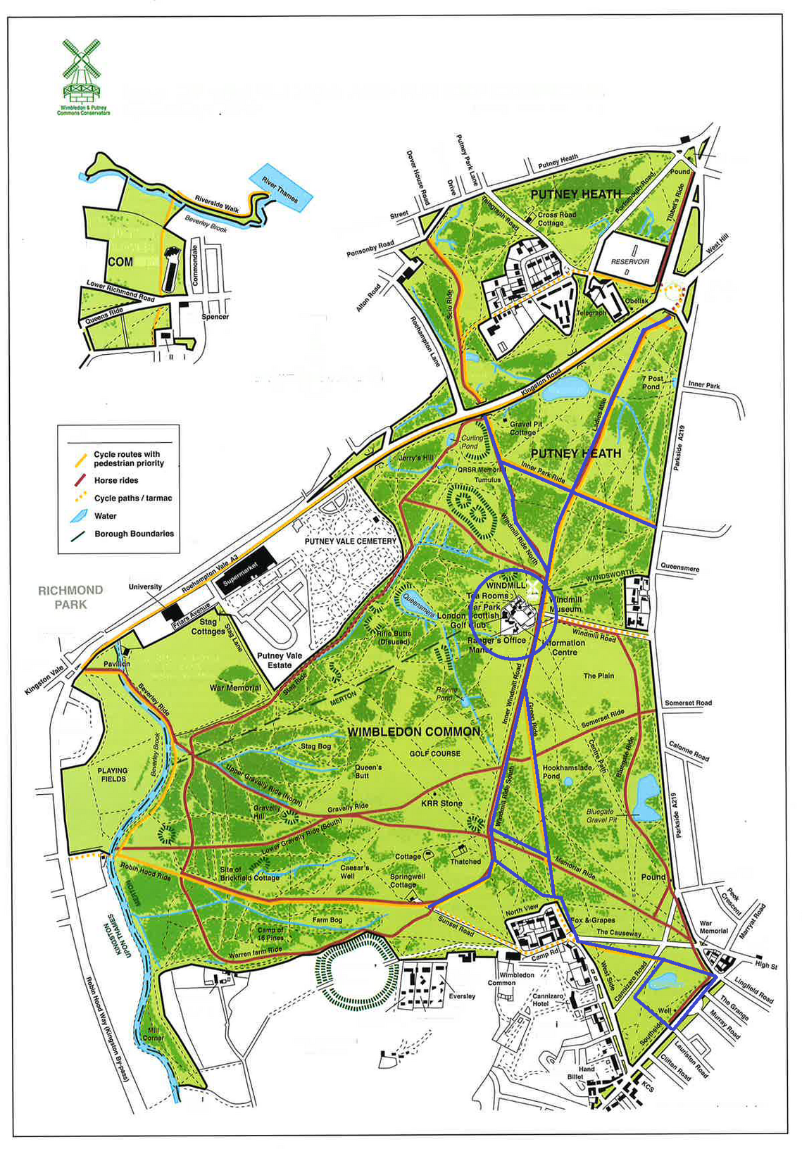 Map of Wimbledon Common