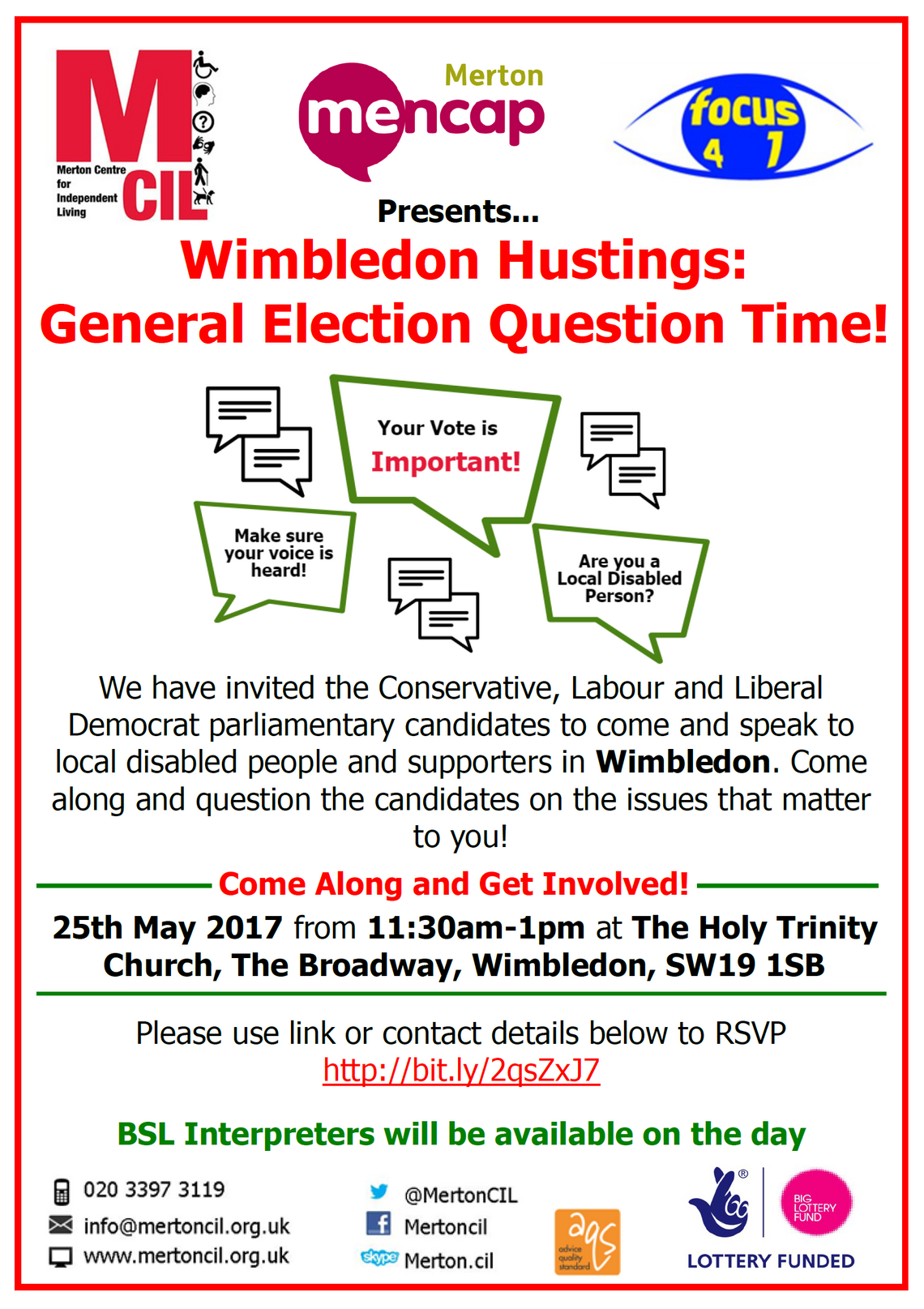 Wimbledon Hustings Leaflet